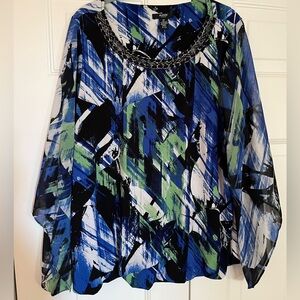 Alfani Blouson Hem Top W/Chain Detail